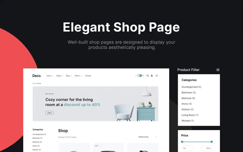 deco elegant shop page