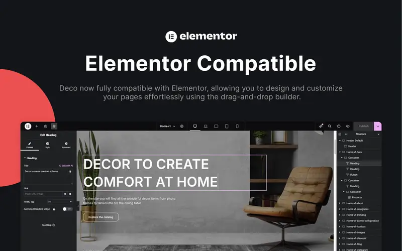 deco elementor compatible wordpress template preview image