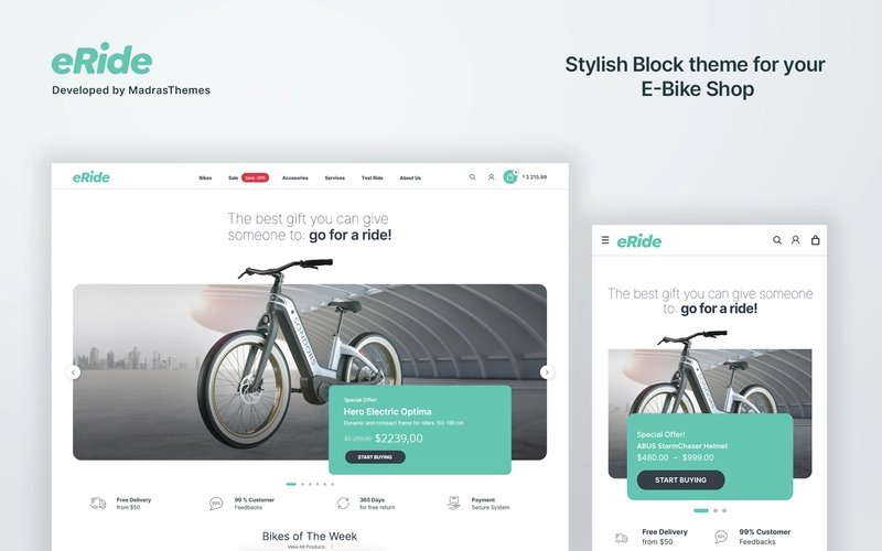 eride landing page 1 preview imge wordpress templates