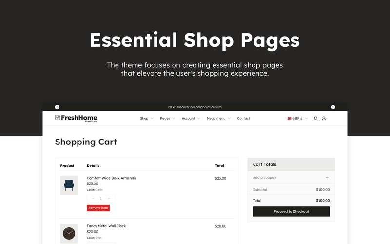 fresh home essential shop pages preview image