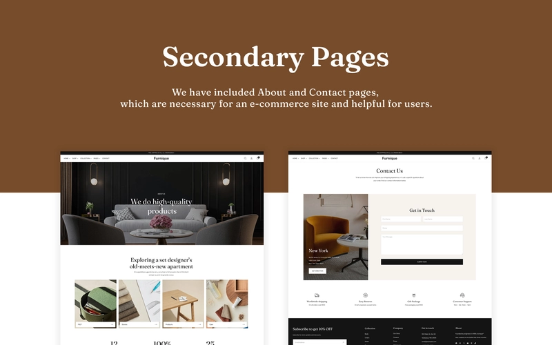 Furnique secondary pages