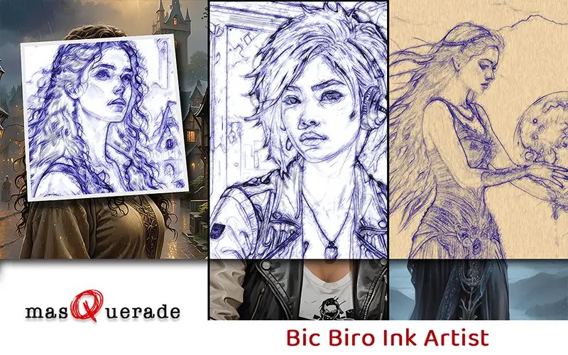 Ink Artist Photoshop Filter Applied On A Collage Of Images