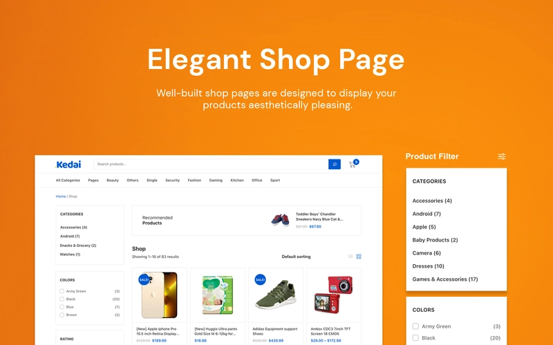 elegant shop pages preview images