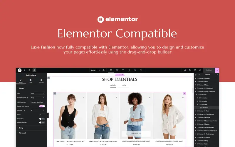 Luxe elementor compatible preview images