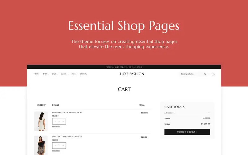 luxe essential shop pages preview image