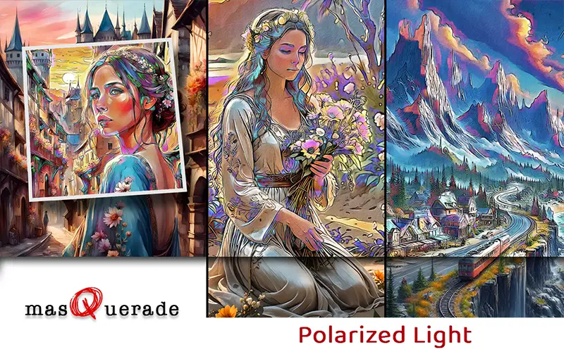 Polarized Light Filter Applied On A Collage Of Images