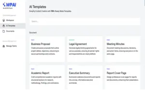 Inbuilt AI Templates Interface