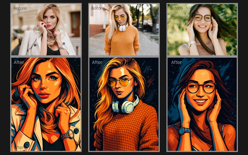Animation effect applied to a collage of images of some women.