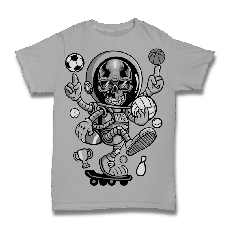 Astronaut Skull Skateboard Tshirt Design
