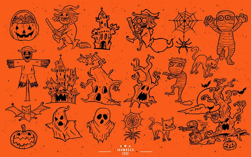 Collage of Halloween vectors included in the bundle