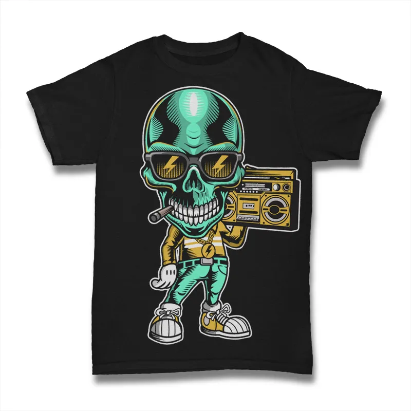 Blue Skull Boombox Tshirt Design