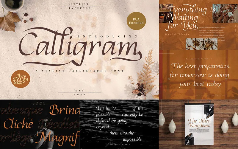 Calligram calligraphy Font and its different uses in designs