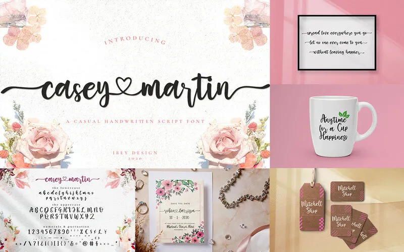 Casey Martin handwritten Font and its different uses in designs