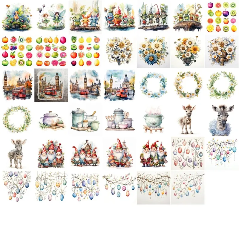 Preview of Clipart Illustrations included in the bundle.