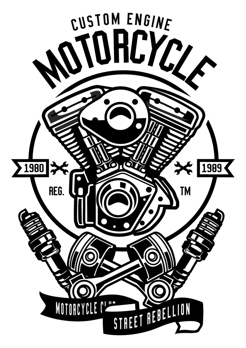 Black and white motorcycle t shirt design