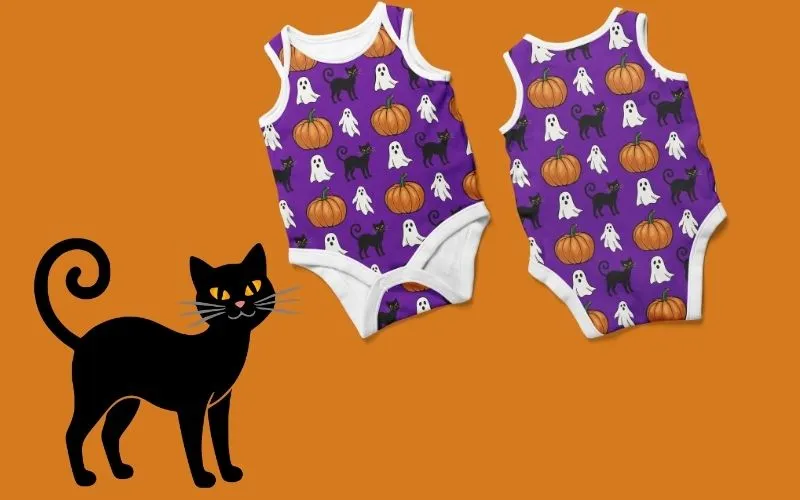 Preview of the Halloween patterns used to design cute cat clothes.