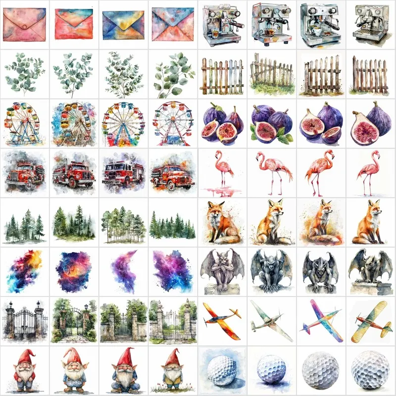 A preview of the water color graphics bundle.