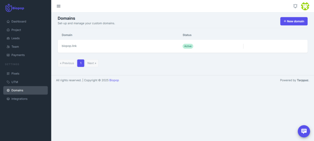 Domain Maangement With Biopop