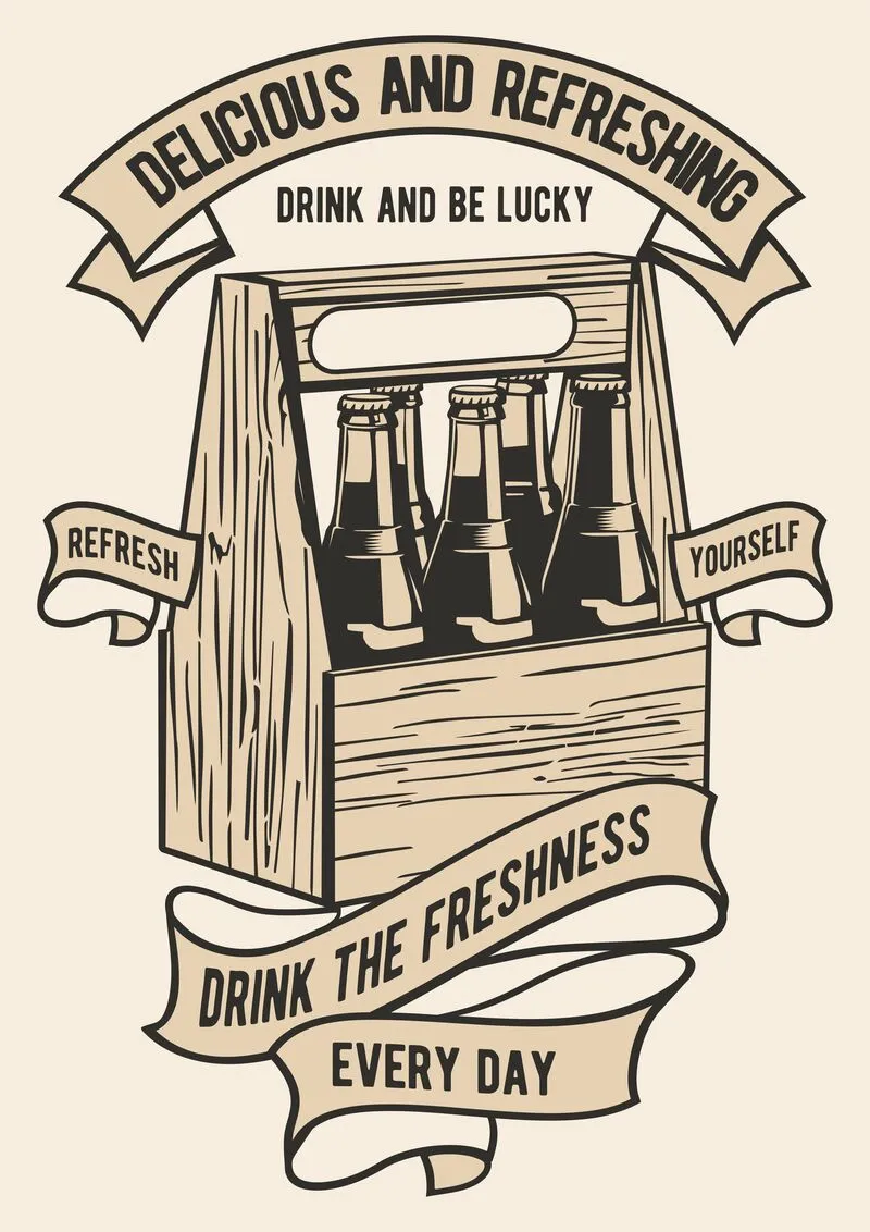 Preview of drink the freshness retro tee shirt designs