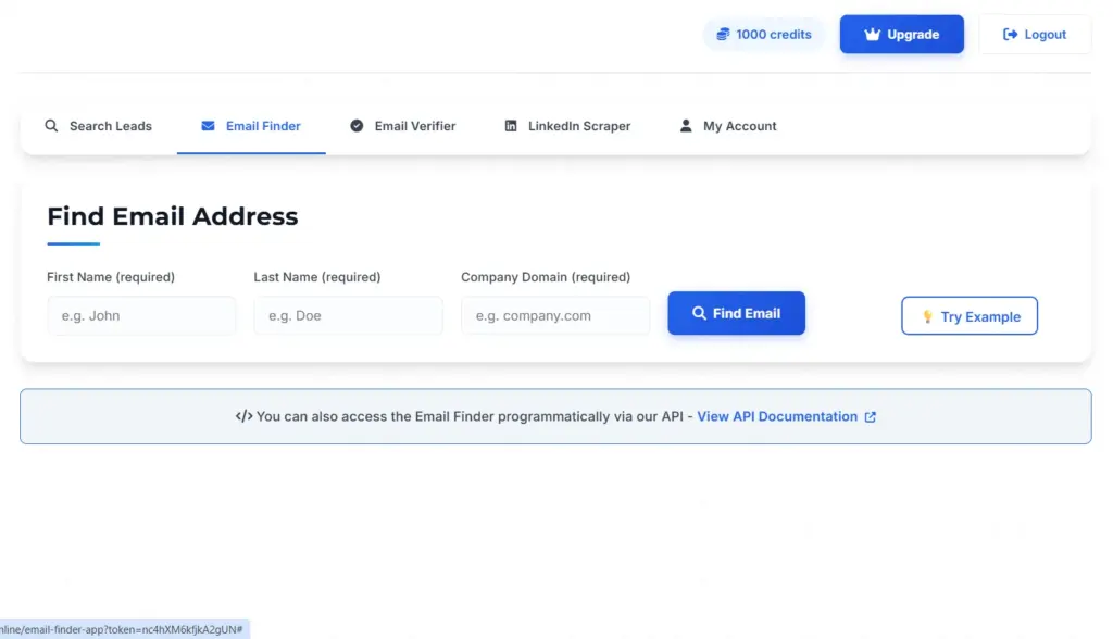 Email Finder Interface