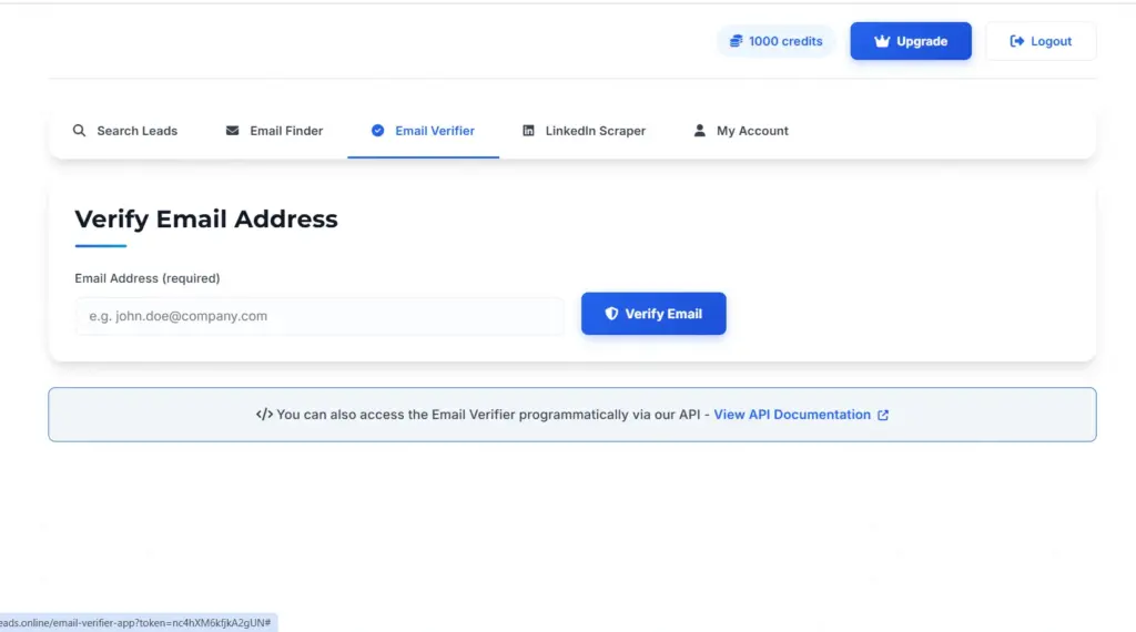 Email Verifier Interface