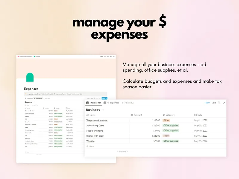 Preview of Expense Management Templates