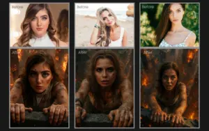 Golden editing effect applied to a collage of images of some women.