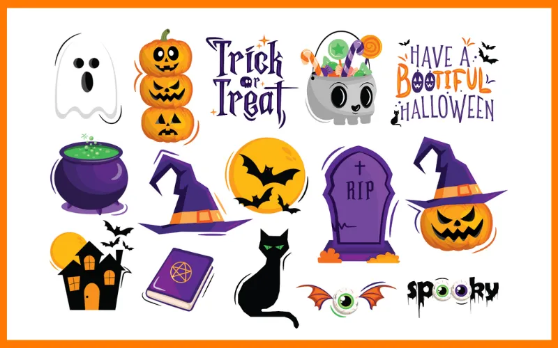 Collage of Cute Halloween Clipart Images