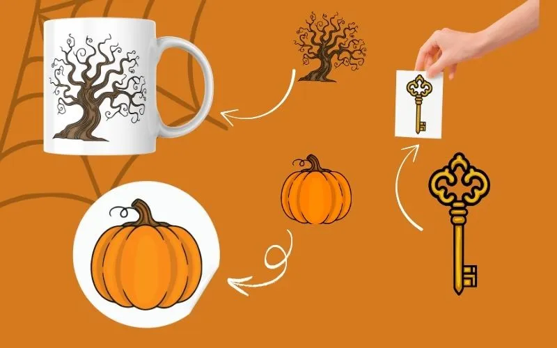 Preview of products designed using the Halloween vectors and patterns.