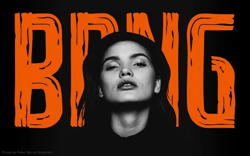 Preview text of the Industrial sans font with an image of a girl