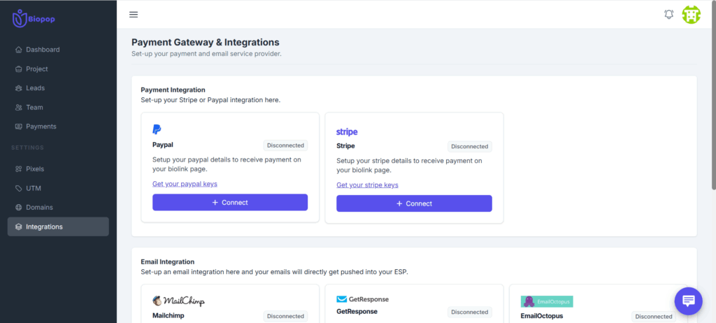 Payment Gateways & Integrations In Biopop