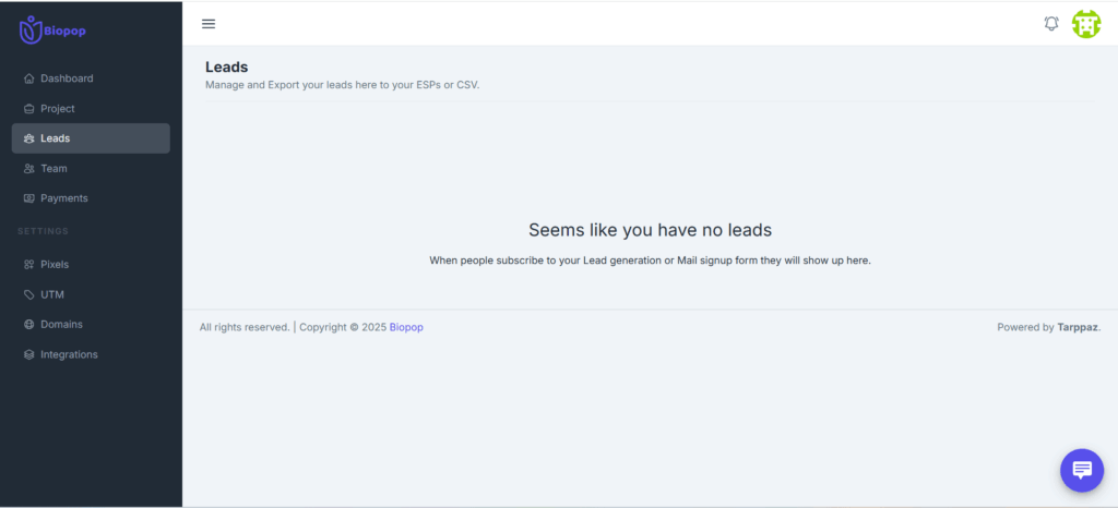 Lead Management In Biopop Link In Bio Tool