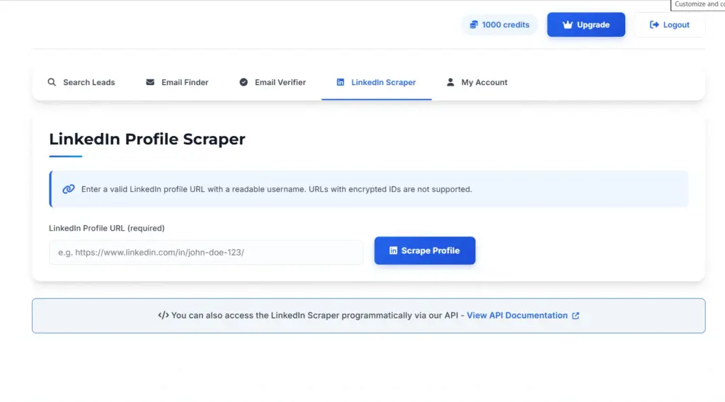 LinkedIn Scraper Interface
