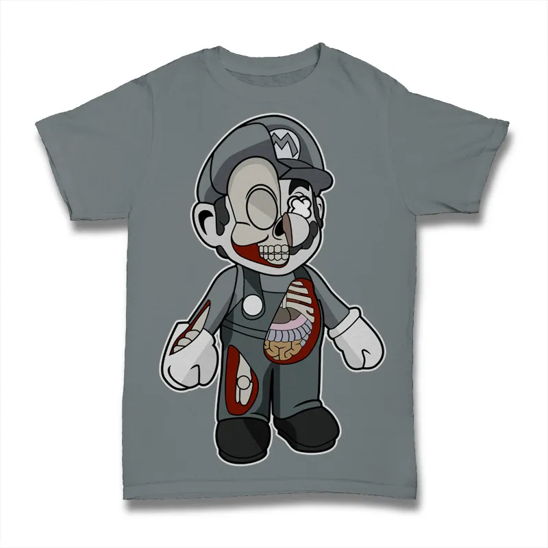 Mario Half Skeleton Tshirt Design