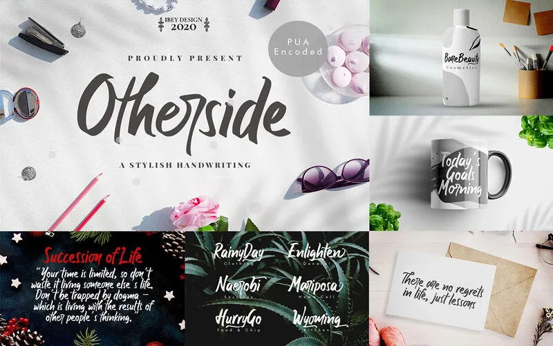 Otherside stylish handwriting Font and its different uses in designs