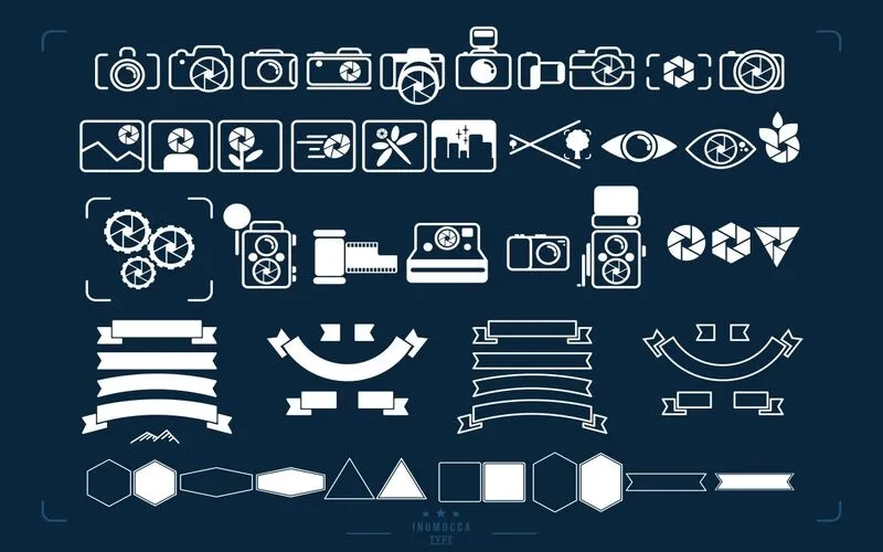 Collage of vintage photography badges included in the bundle