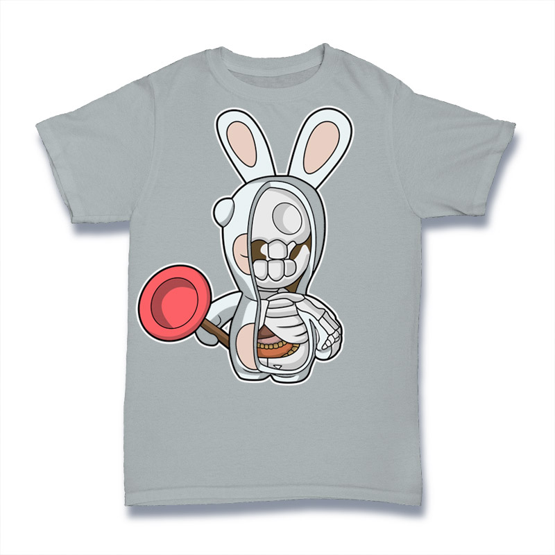 Rabbit Half Skeleton Tshirt Design