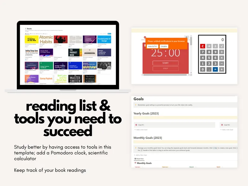 Preview of Reading List and Tools included in the student planner templates