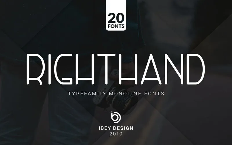 Righthand monoline Font and its different uses in designs