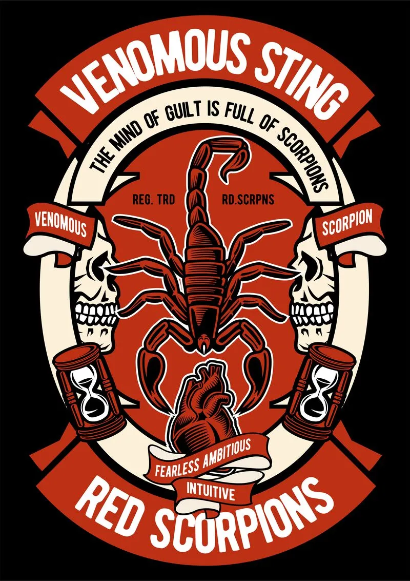 Red scorpion retro tshirt designs