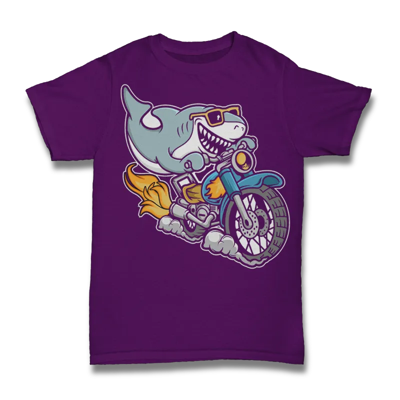 Shark Riding Motorcycle Tshirt Design