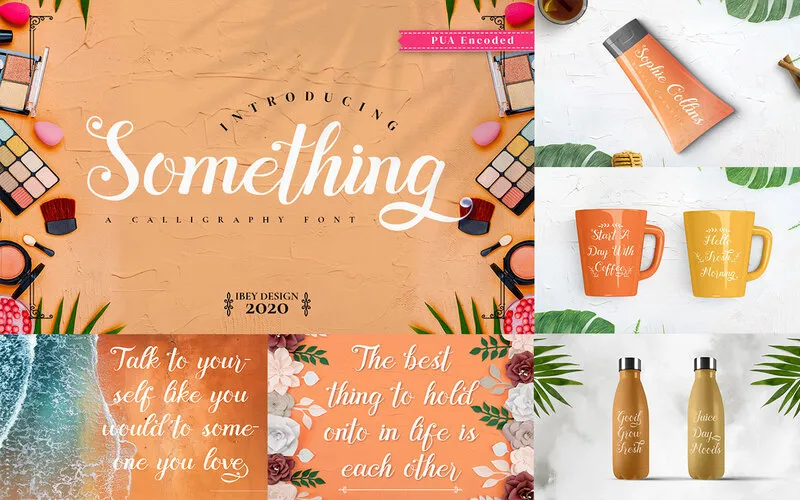 Something Calligraphy Font and its different uses in designs