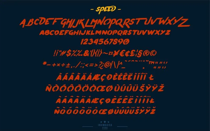 Speed alternatives and ligatures included in the Pumpkin's Brush Font