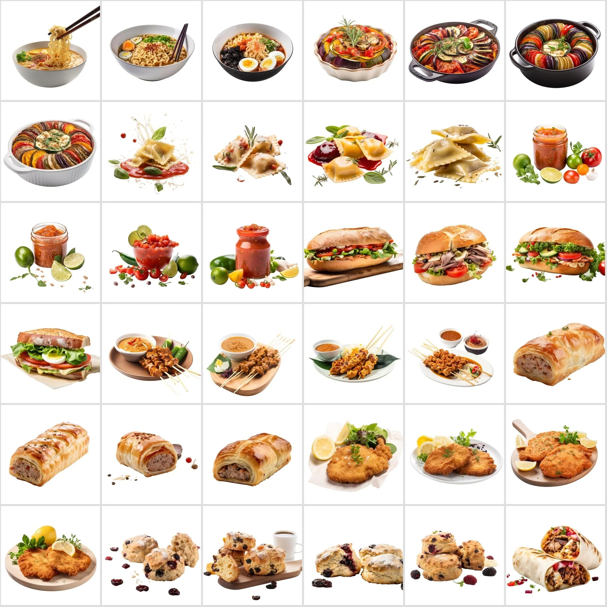 Transparent Food Illustrations included in the bundle.