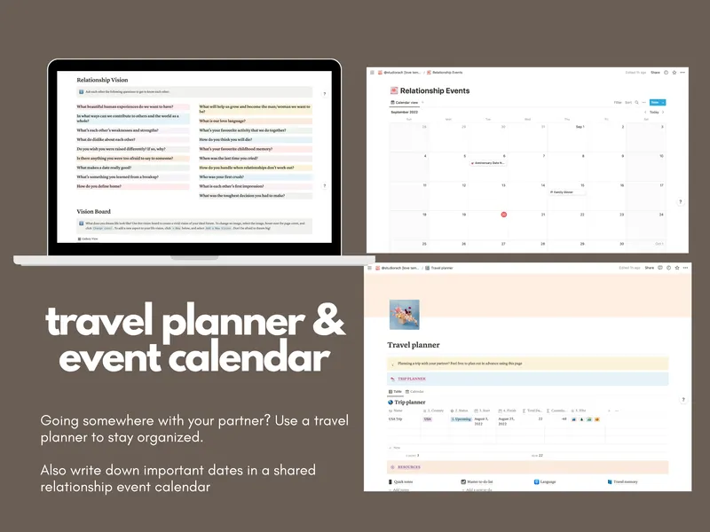 Preview of Travel Planner and Event Calendar Templates