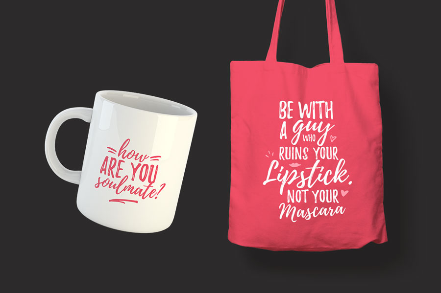 Playlist Free Font Tote Bag & Cup Mockup