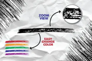 Zoom View & Easy Color Change of Free 131 Hand Drawn Brushes for Adobe Illustrator