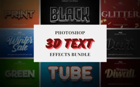 10 Photoshop 3D Text Effects Bundle - Freebie