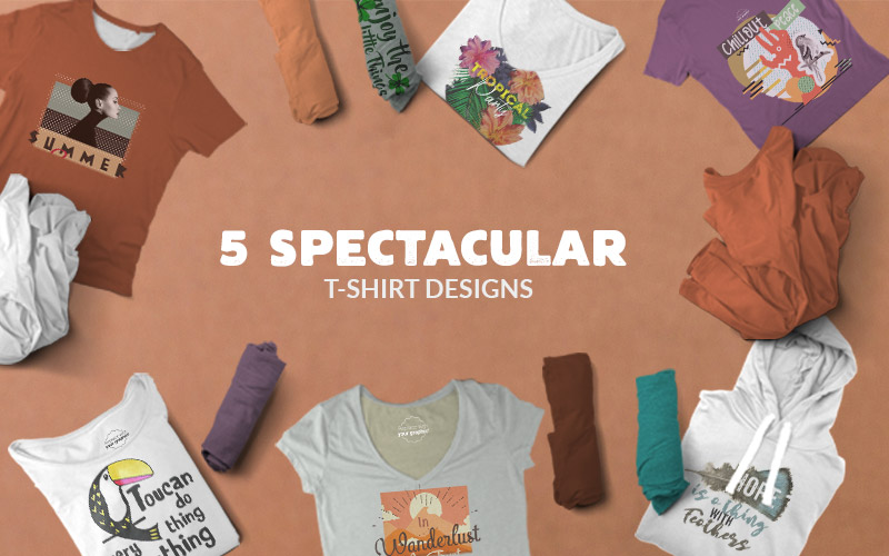 5 Spectacular T-Shirt Designs Bundle - Freebie Feature iMAGE