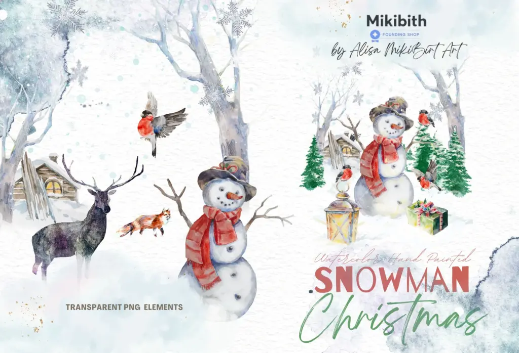 A collage of various Christmas graphics, including ribbons, pine branches, and berries.